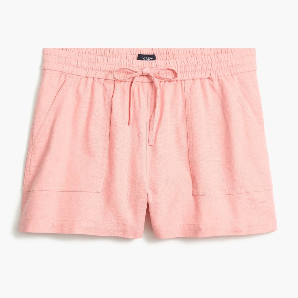 J.Crew Women's Linen-blend Drawstring Short Pale Pink Size XS